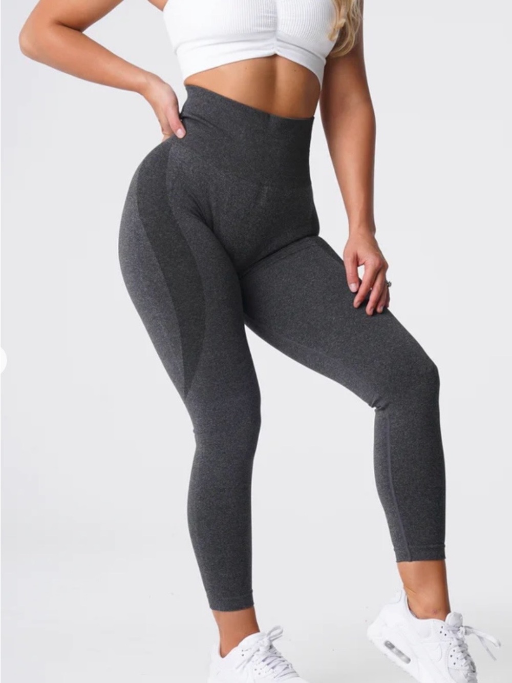 High-Waist Seamless Sculpting Leggings - Charcoal Gray